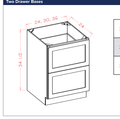 White Shaker Two Drawer Bases — dimensional drawing