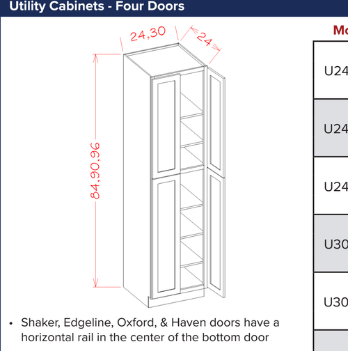 Utility Cabinets - Four Doors — dimensional drawing