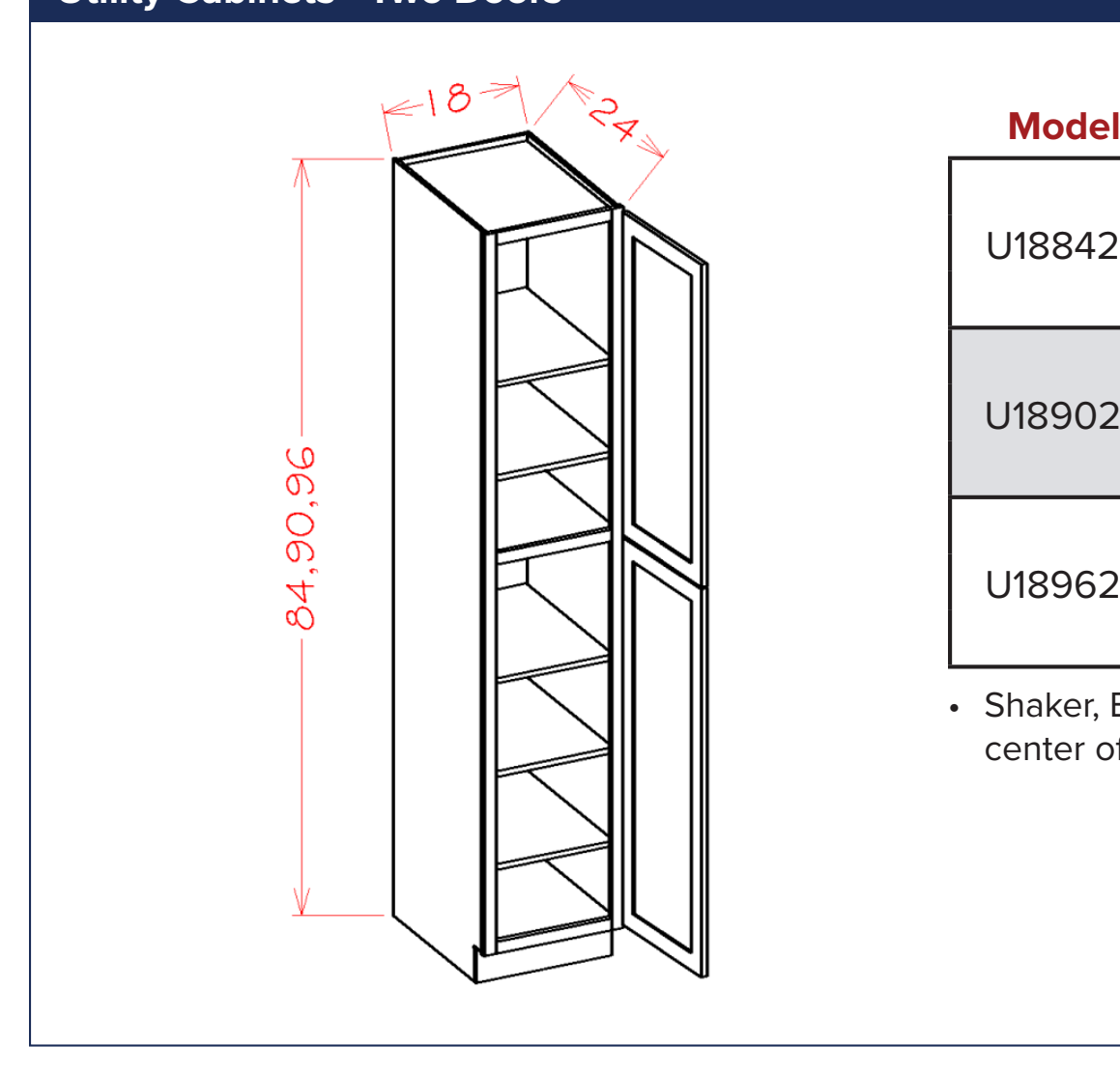 White Shaker Utility Cabinets - Two Doors — dimensional drawing