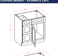 Vanity Combo Bases - Drawers Left — dimensional drawing