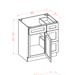 Vanity Combo Bases - Drawers Right — dimensional drawing