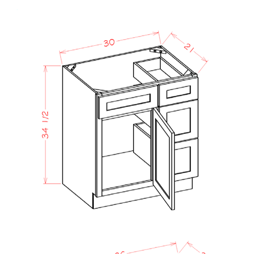 Vanity Combo Bases - Drawers Right — dimensional drawing