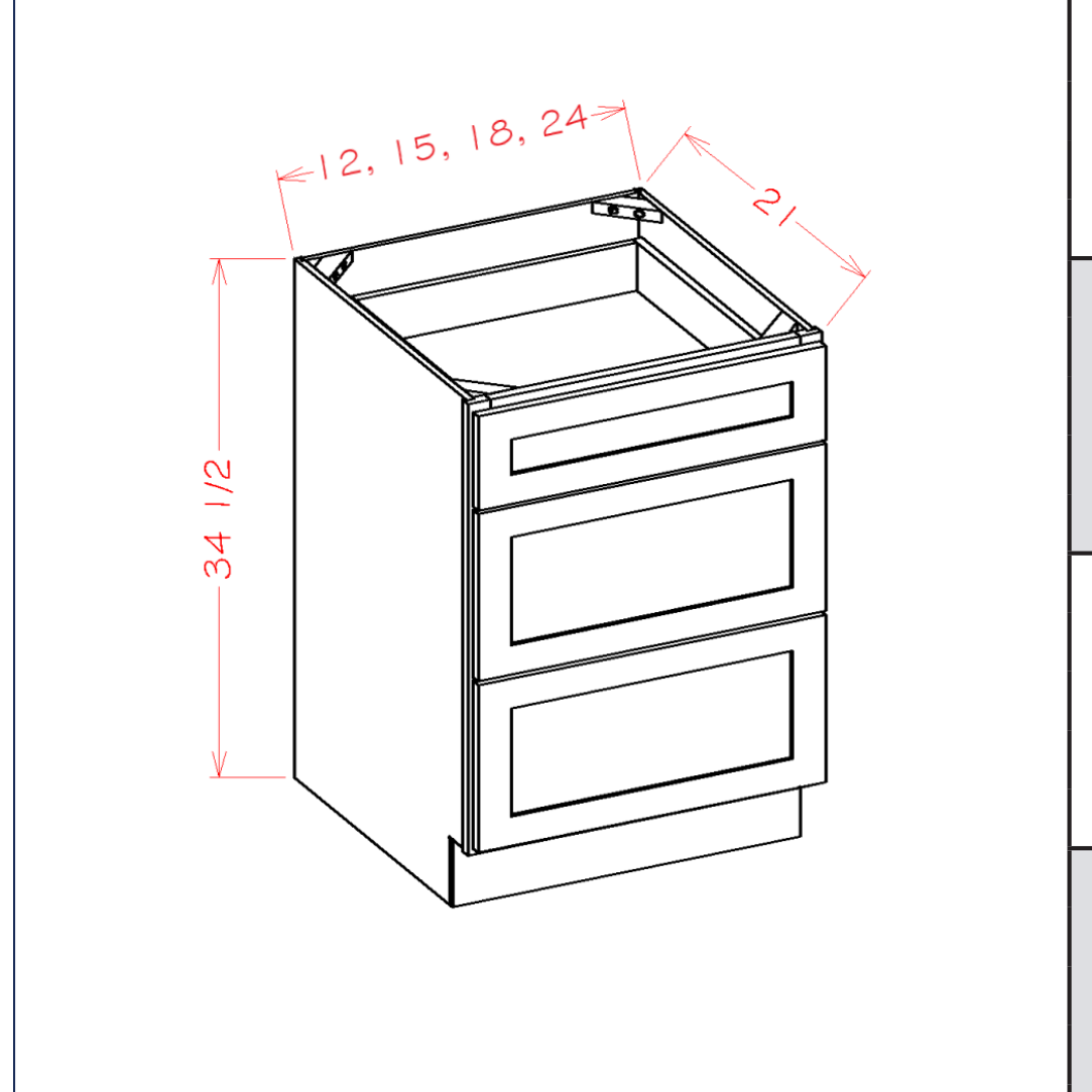 Vanity Drawer Bases — dimensional drawing