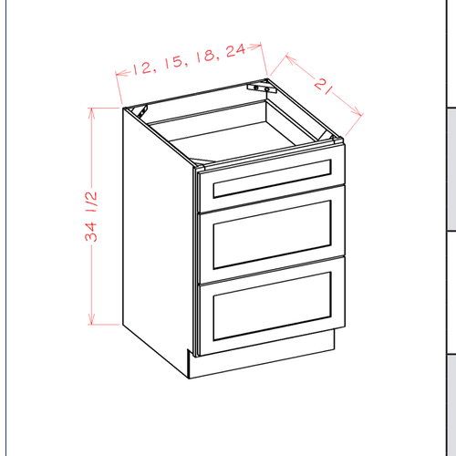 Vanity Drawer Bases — dimensional drawing