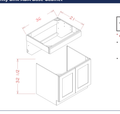 White Shaker Vanity Sink ADA Base Cabinet — dimensional drawing