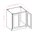 White Shaker Vanity Sink Bases - Full Height Double Door — dimensional drawing