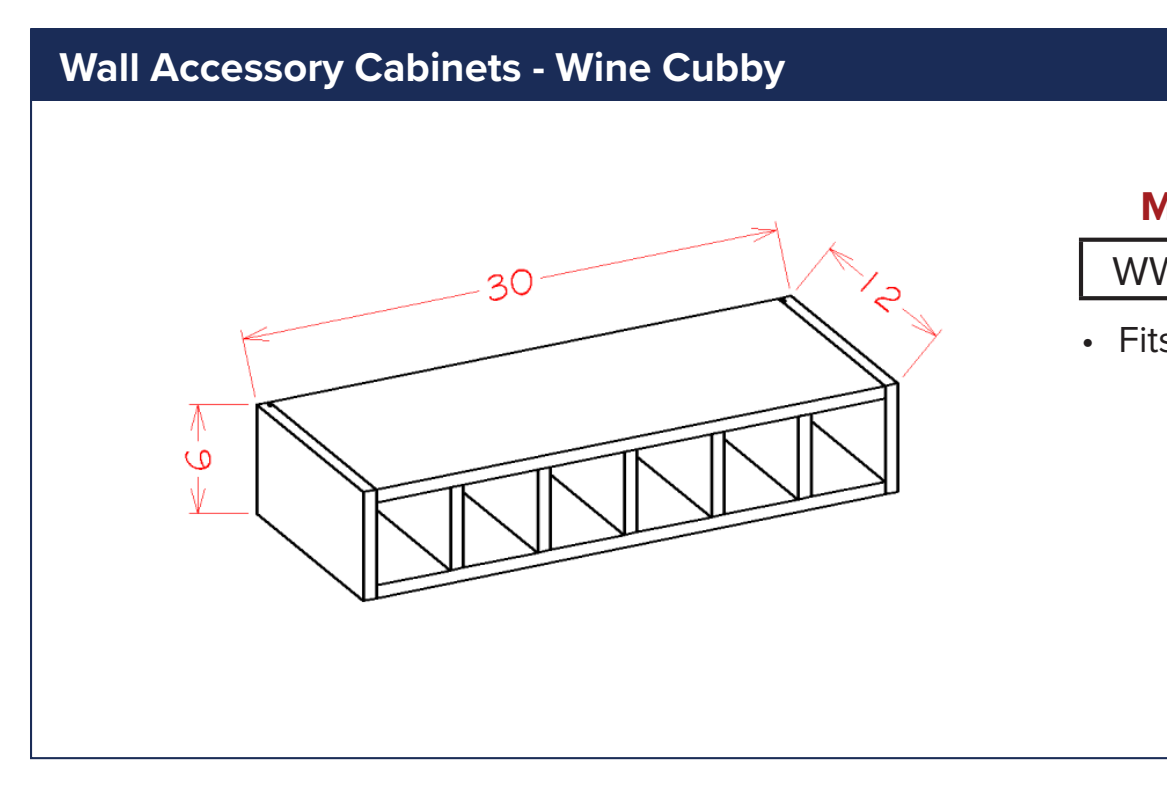 Wall Accessory Cabinets - Wine Cubby — dimensional drawing