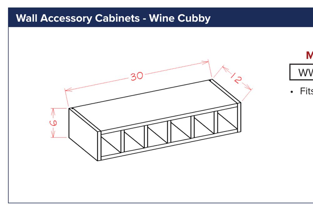 Wall Accessory Cabinets - Wine Cubby — dimensional drawing