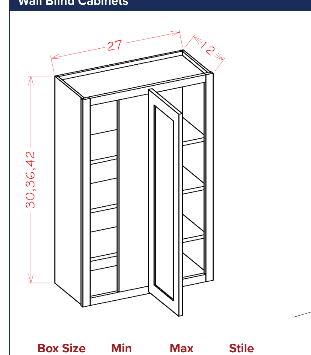 Wall Blind Cabinets — dimensional drawing
