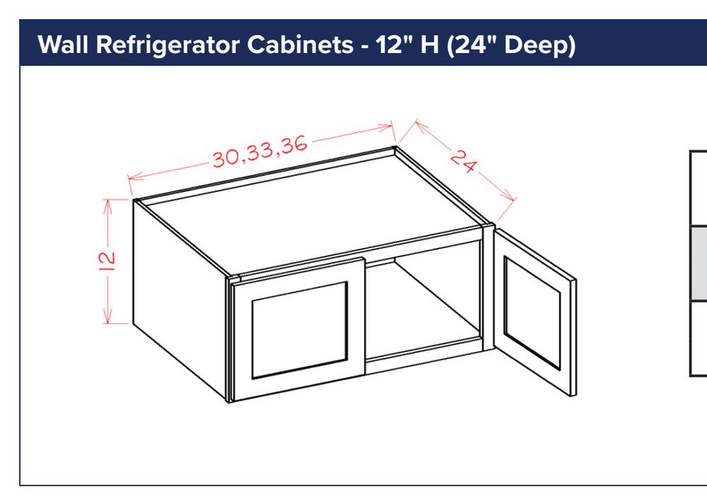 Wall Refrigerator Cabinets - 12" H (24" Deep) — dimensional drawing
