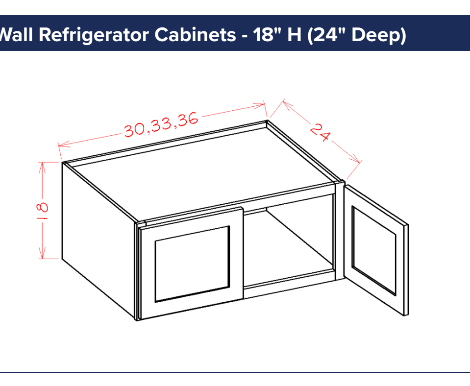 Wall Refrigerator Cabinets - 18" H (24" Deep) — dimensional drawing
